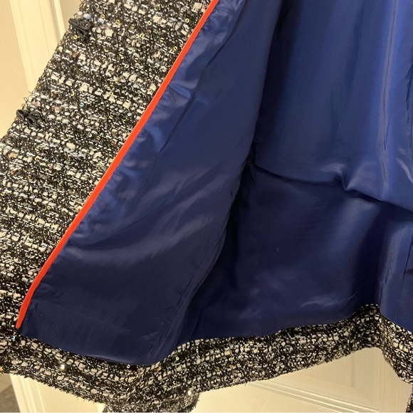 J. Crew Lady Day Black and White sequins Tweed Blazer size 12P, bell sleeves - Picture 5 of 15